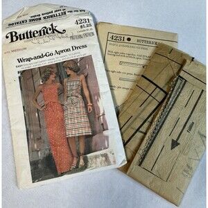 Vintage Butterick pattern 4231 wrap-and-go apron dress MEDIUM